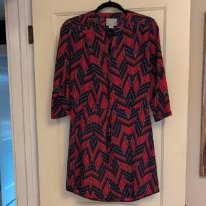 Maeve Red and Blue Chevron Dress